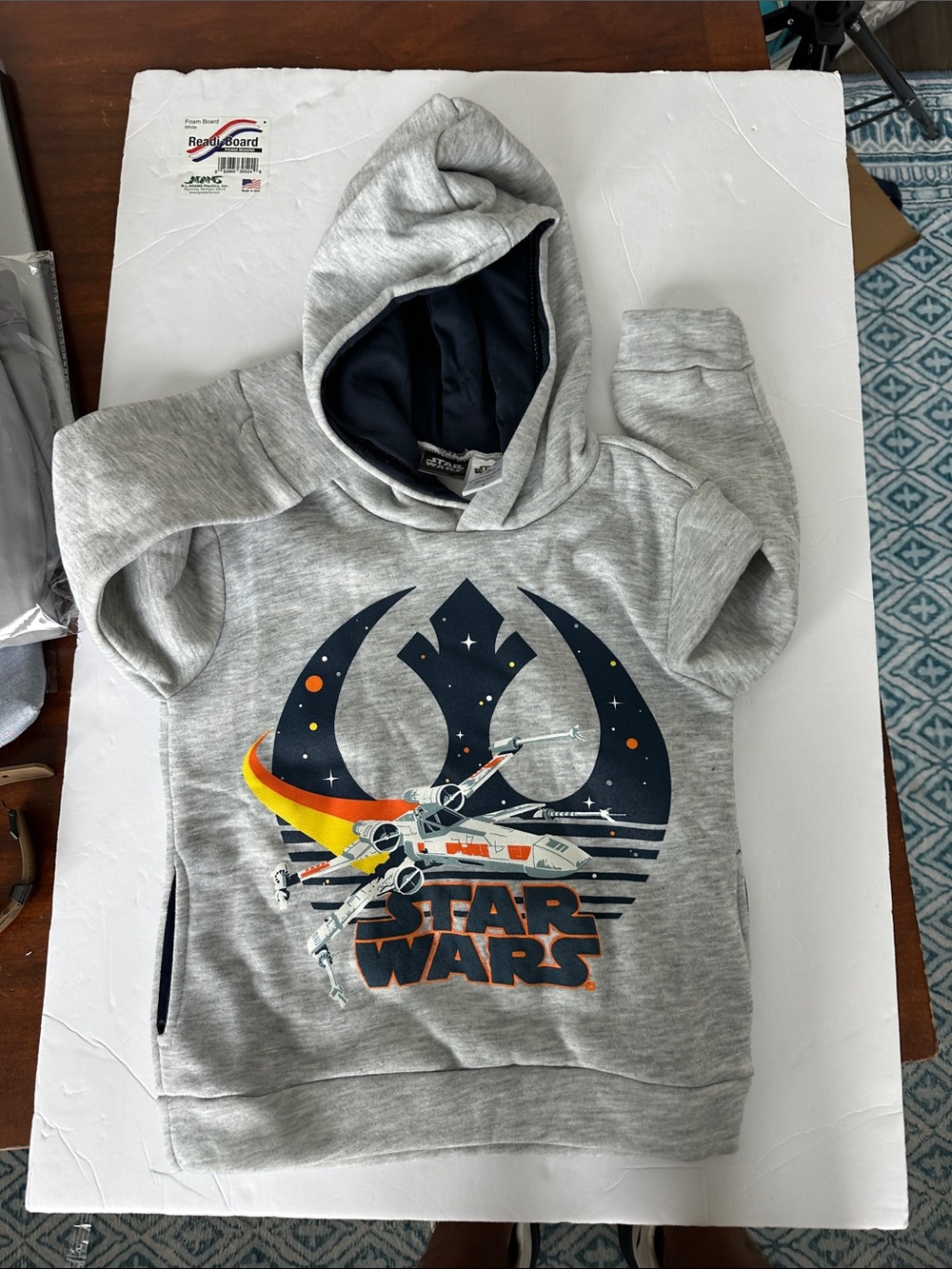 Disney Star Wars Gray Hoodie with Navy & Orange X-Wing Design